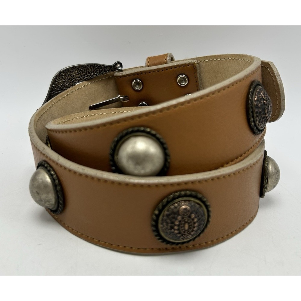 Leatherock Belt Womens Small Studded Light Brown Leather 9497 Read
